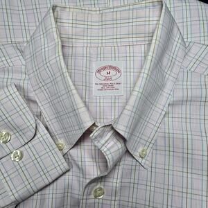 Brooks Brothers 346 Original Polo Shirt Non-Iron Cotton Pink Blue Men's Medium